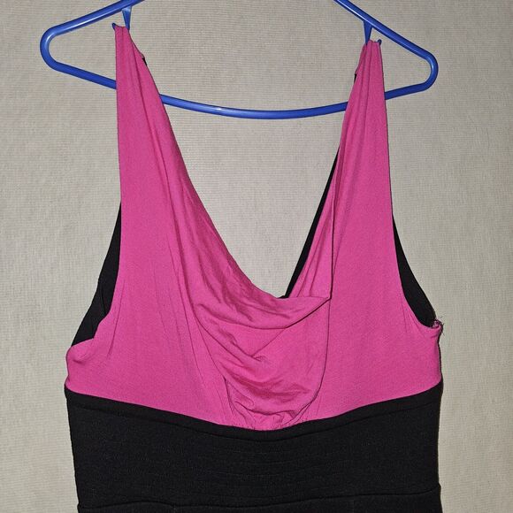 BEBE Mini Dress Womens Small Black And Pink With Sexy Cutout Back Straps. Zip Up - Picture 2 of 12